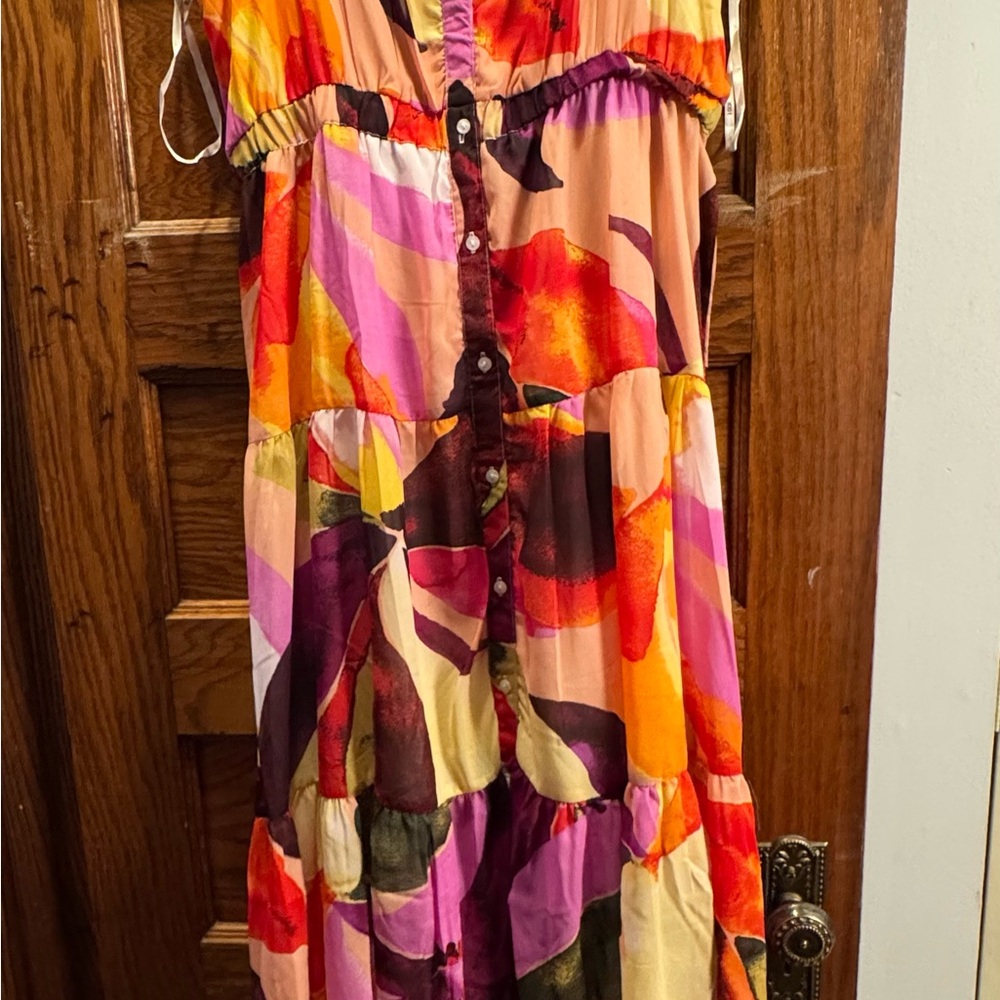 Colorful Button-Down Maxi Dress